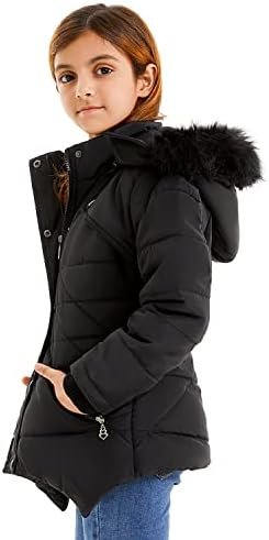 FARVALUE Girls' Winter Coats Fur Hooded Warm Puffer Jacket C...