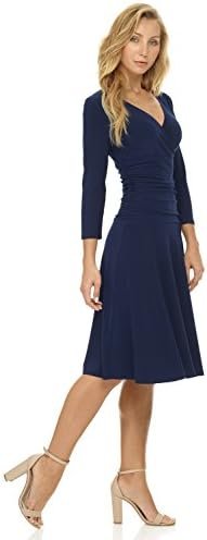 Rekucci Women's Slimming 3/4 Sleeve Fit-and-Flare Crossover ...