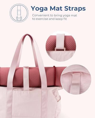 BAGSMART Tote Bag for Women with Zipper, Gym Tote with Compa...