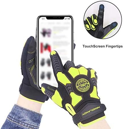 HLDD HANDLANDY Heavy Duty Work Gloves, SBR Padding, TPR Prot...