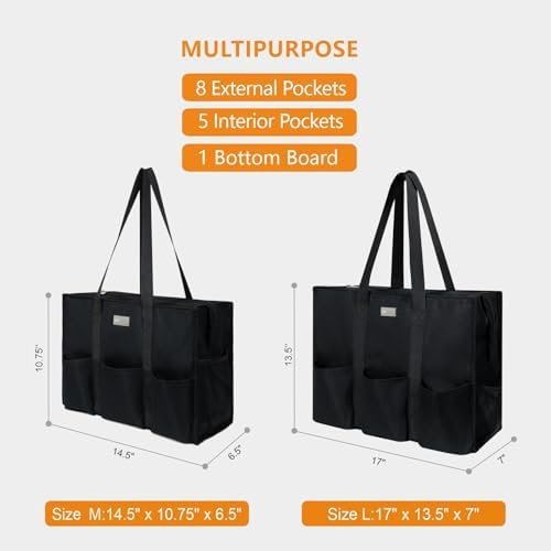 TOPDesign Utility Water Resistant Tote Bag with 13 Pockets, ...