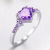 925 sterling silver Purple Zircon heart ring Wedding ring En...