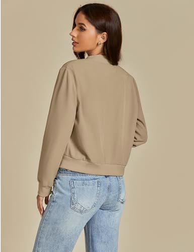 luvamia Bomber Jackets for Women Fall Casual Button Down Lon...