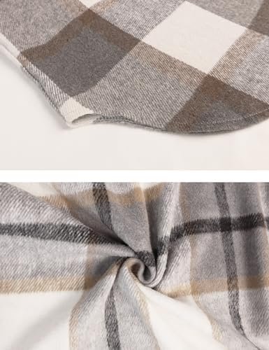 PUWEI Women's Long Flannel Plaid Jacket Shacket Cozy Lapel B...