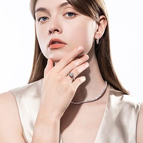 AnuClub Moissanite Engagement Ring, Total 4.3cttw D Color Ro...