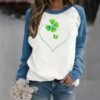 St Patricks Day Sweatshirt Long Sleeve Round Neck Patchwork ...