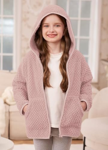 Kids Winter Full Zip Sherpa Long Sleeve Solid Fleece Hoodie ...