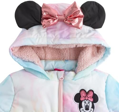 Disney Minnie Mouse Girls Puffer Jacket with Ears and Bow fo...