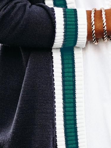 Striped Cardigan Sweaters for Women Knit Open Front Long Car...