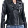Leather Jacket Women,Lambskin Motorcycle Jacket,Zip Front,Be...