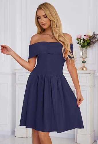 MEROKEETY Women's Summer Off Shoulder Mini Dresses 2025 Ruff...