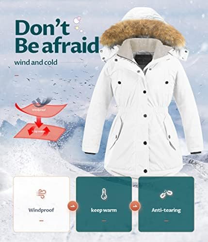 CREATMO US Girl's Long Winter Warm Parka Sherpa Trimmed Coll...