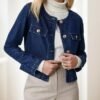 Kedera Jean Jacket Women 2025 Long sleeves Cropped Collarles...