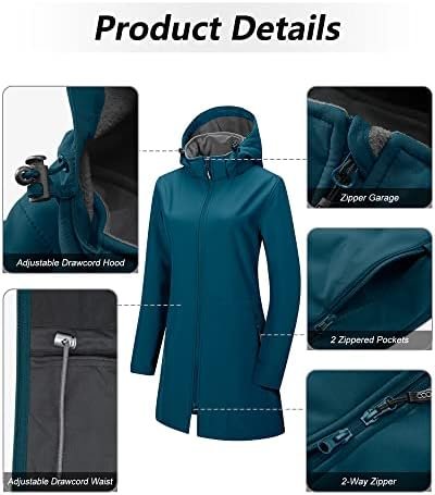 33,000ft Women's Waterproof Softshell Long Rain Jacket with ...