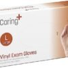 Caring Vinyl Exam Gloves Powder Free and Not Made with Natur...