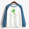 St Patricks Day Sweatshirt Long Sleeve Round Neck Patchwork ...