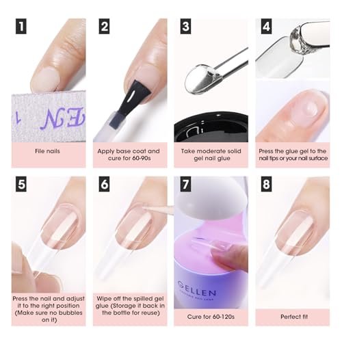 Gellen Solid Nail Glue Gel for False Nail Tips, Huge Capacit...