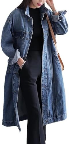 Womens Classic Jean Jacket Plus Size Loose Long Sleeve Butto... Womens Classic Jean Jacket Plus Size Loose Long Sleeve Butto...