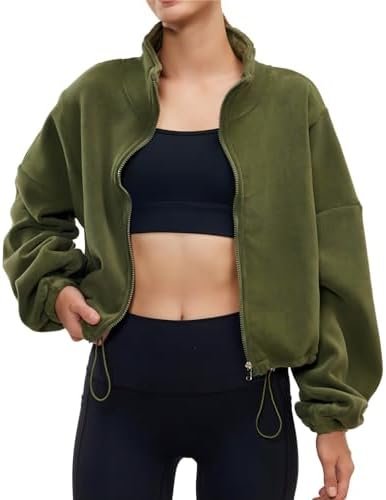 Womens Winter Jacket Fleece Jacket Sherpa Cropped Oversized ...