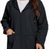 Women Plus Size Raincoat Lightweight Waterproof Windbreaker ...