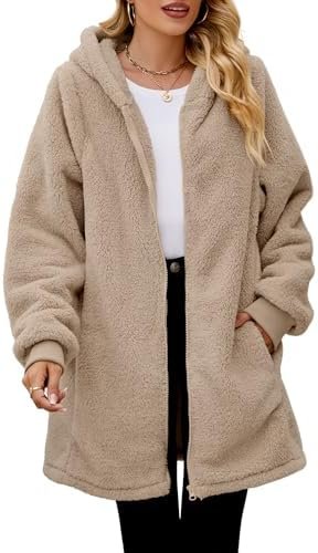 ReachMe Womens Fleece Zip Up Jacket with Pockets Oversized L...