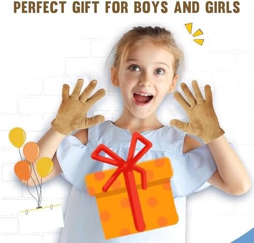 HLDD HANDLANDY Kids Leather Work Gloves, Kids Gardening Glov...