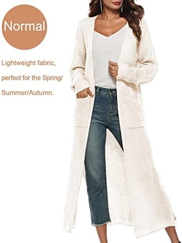 Womens Casual Long Sleeve Split Open Cardigan Knit Long Card...