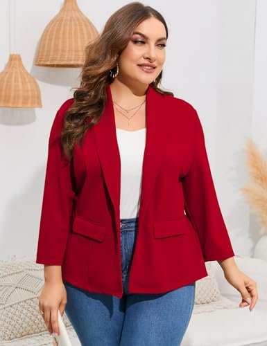 ShopWonder Women's Plus Size Casual Blazers Open Front Work ...