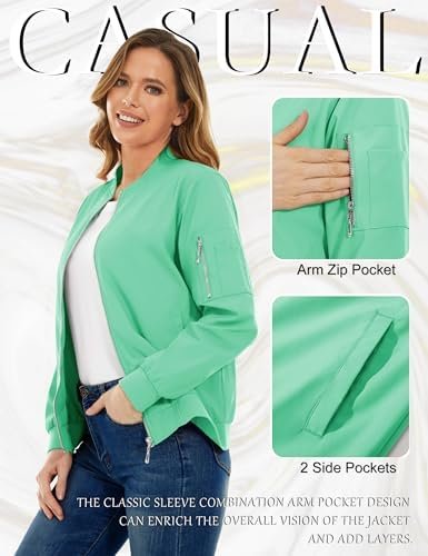 TACVASEN Women's Bomber Jackets Lightweight Casual Jacket Fu...
