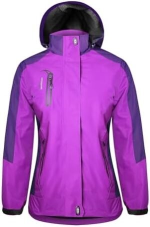 Women's Waterproof Rain Jacket with Detachable Hood Lightwei... Women's Waterproof Rain Jacket with Detachable Hood Lightwei...