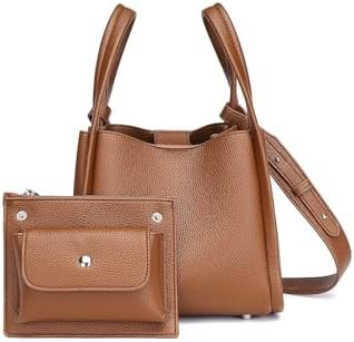 Leather Tote Bag Slouchy Handbag with Zipper Stylish for Wom...