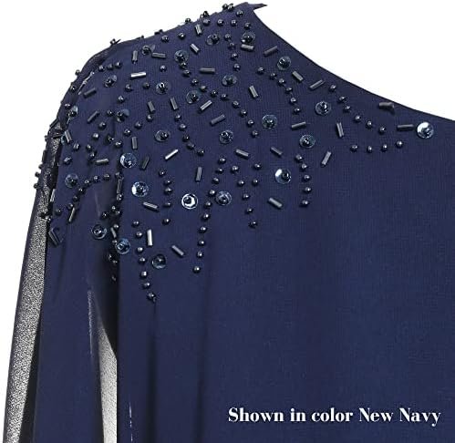 S.L. Fashions Women's Short Sheath Capelet Gown with Asymmet...