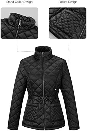 Bellivera Women Lightweight Coat Short Quilted Puffer Long S...