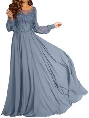 Lace Applique Chiffon Mother of The Bride Dresses for Weddin... Lace Applique Chiffon Mother of The Bride Dresses for Weddin...