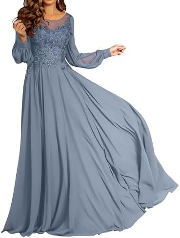 Lace Applique Chiffon Mother of The Bride Dresses for Weddin...