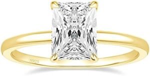 EAMTI 3CT 925 Sterling Silver Engagement Rings Radiant Cut S... EAMTI 3CT 925 Sterling Silver Engagement Rings Radiant Cut S...
