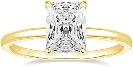 EAMTI 3CT 925 Sterling Silver Engagement Rings Radiant Cut S...