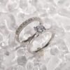 1.2ct White Gold Bridal Ring Sets Round Cut CZ Engagement Ri...