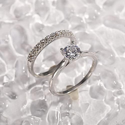 1.2ct White Gold Bridal Ring Sets Round Cut CZ Engagement Ri...