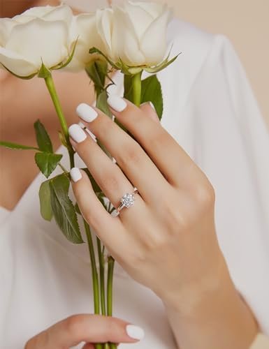 EAMTI 1.5CT 925 Sterling Silver Engagement Rings Round Cut S...