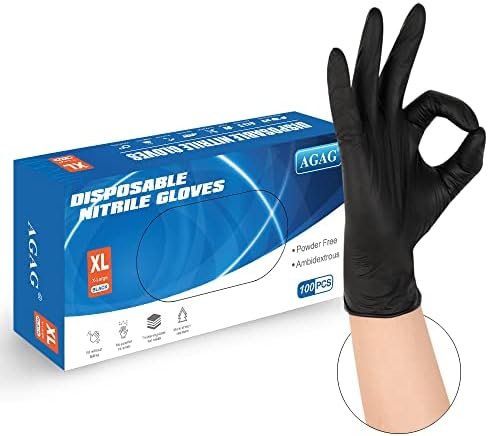 AGAG Nitrile Gloves Black Cooking Gloves 100PCs 5mil Ultra S...