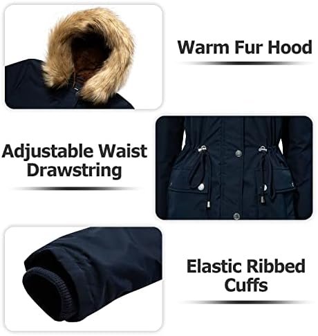 Women's Fur Hood Winter Parka Thicken Winter Jacket Coat Hoo...