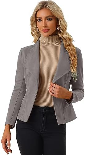 Allegra K Women's Faux Suede Jacket Open Front Lapel Draped Allegra K Women's Faux Suede Jacket Open Front Lapel Draped ...