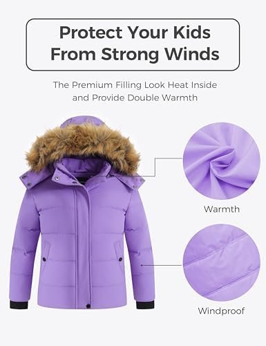 wantdo Girls' Puffy Winter Coats Thick Printed Quilted Jacke...