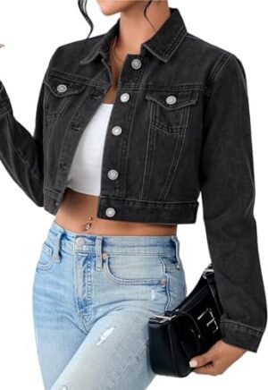 Womens Short Crop Cropped Jean Jacket - Denim for Women Womens Short Crop Cropped Jean Jacket - Denim for Women Tren...