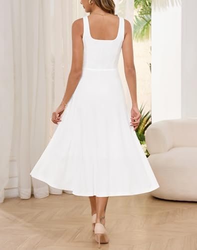 Zattcas Womens 2025 Spring Summer Square Neck Sleeveless Flo...