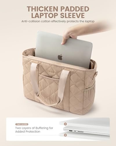 LOVEVOOK Tote Bag for Women, Quilted Puffer 15.6 Inch Laptop...