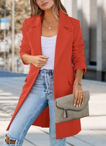 PRETTYGARDEN Women's 2025 Spring Fall Long Blazer Jackets Lo...