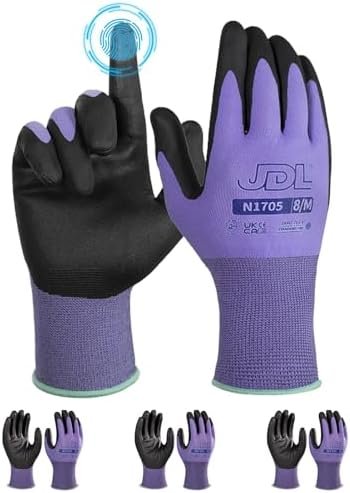 JDL Work Gloves Women men Microfoam Nitrile Coated Gloves 3/...
