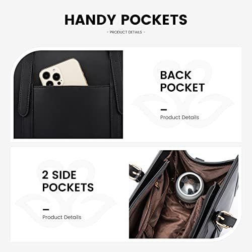 LOVEVOOK Laptop Tote Bag for Women,17 inch Canvas Leather Co...